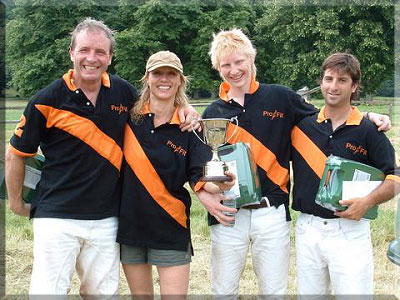 Polo image 2 0 success, holding the trophy